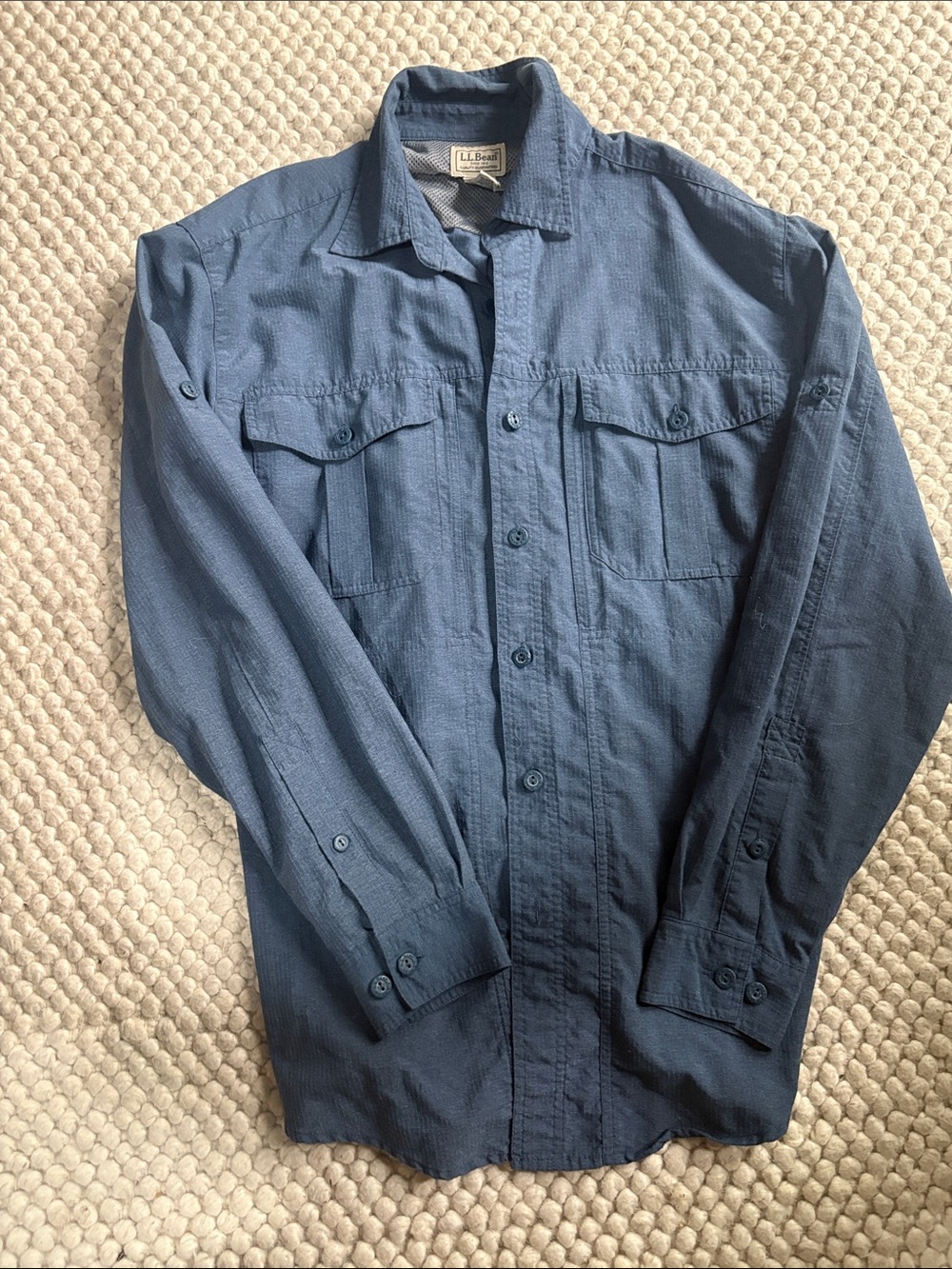 L.L. Bean Men's Blue Lightweight Button-Front Shirt Jacket